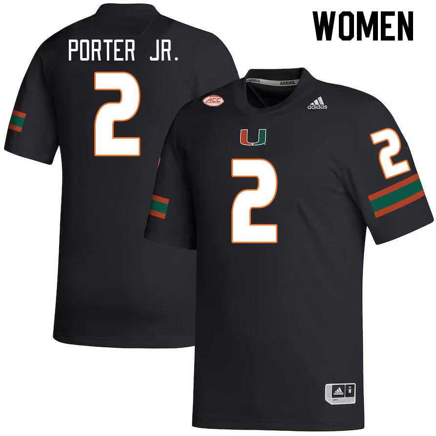 Women #2 Daryl Porter Jr. Miami Hurricanes College Football Jerseys Stitched-Black - Click Image to Close